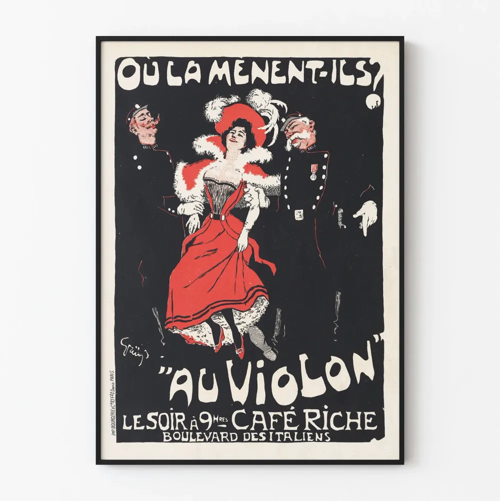 Affiche vintage 'Ou la mènent-ils au violon' déco murale