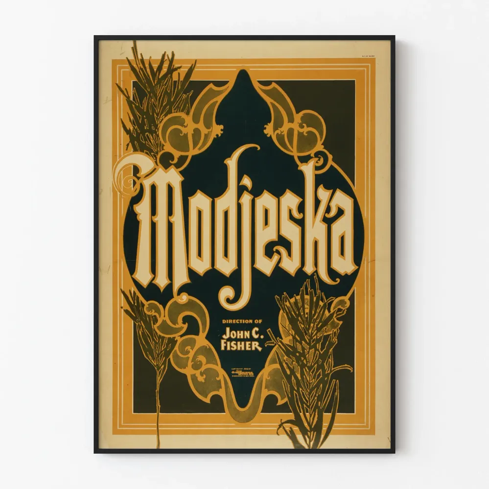 Affiche vintage Modjeska direction John C. Fisher – Décoration murale rétro