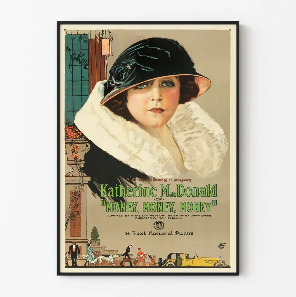 Affiche Vintage Money Money Money avec Portrait Féminin