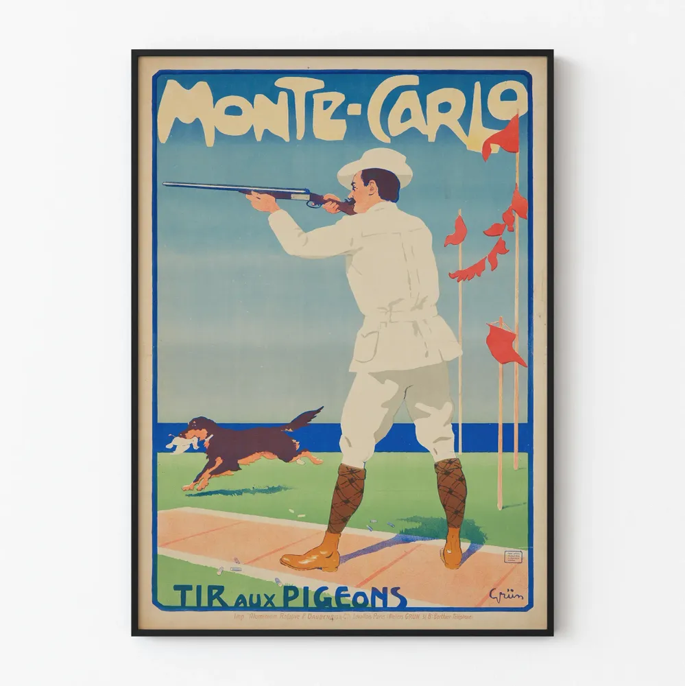 Affiche vintage Monte-Carlo Tir aux Pigeons