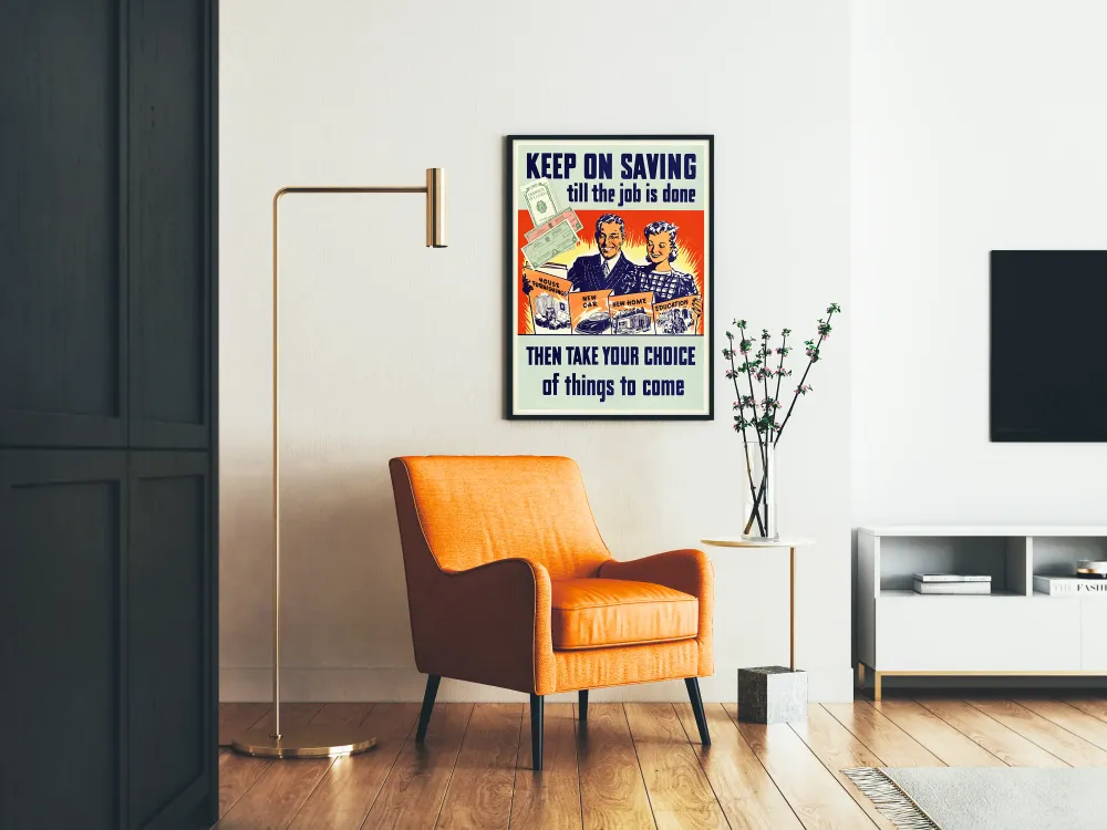 Affiche vintage motivation épargne et choix d'avenir