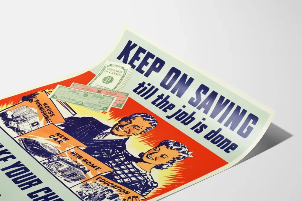 Affiche vintage motivation épargne et choix d'avenir
