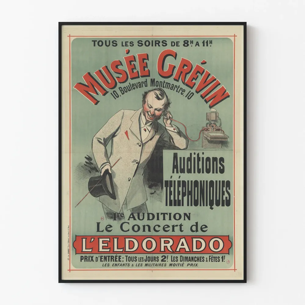 Affiche vintage Musée Grévin Auditions Téléphoniques Le Concert de l'Eldorado