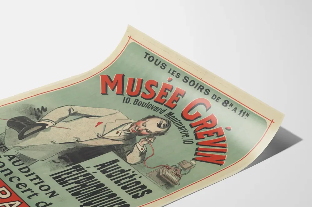 Affiche vintage Musée Grévin Auditions Téléphoniques Le Concert de l'Eldorado
