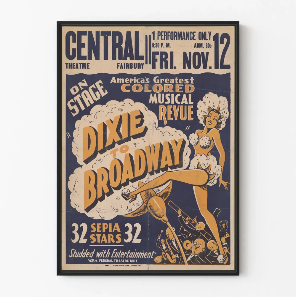 Affiche vintage musicale Dixie to Broadway