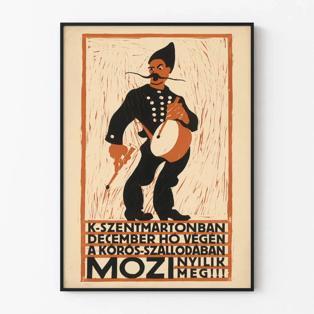 Affiche vintage musicien traditionnel au tambour