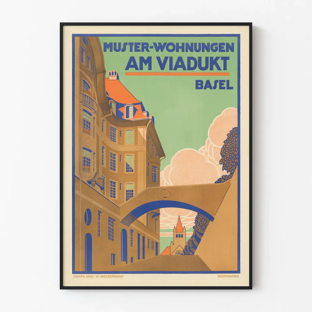 Affiche vintage Muster-Wohnungen am Viadukt Basel pour décoration murale
