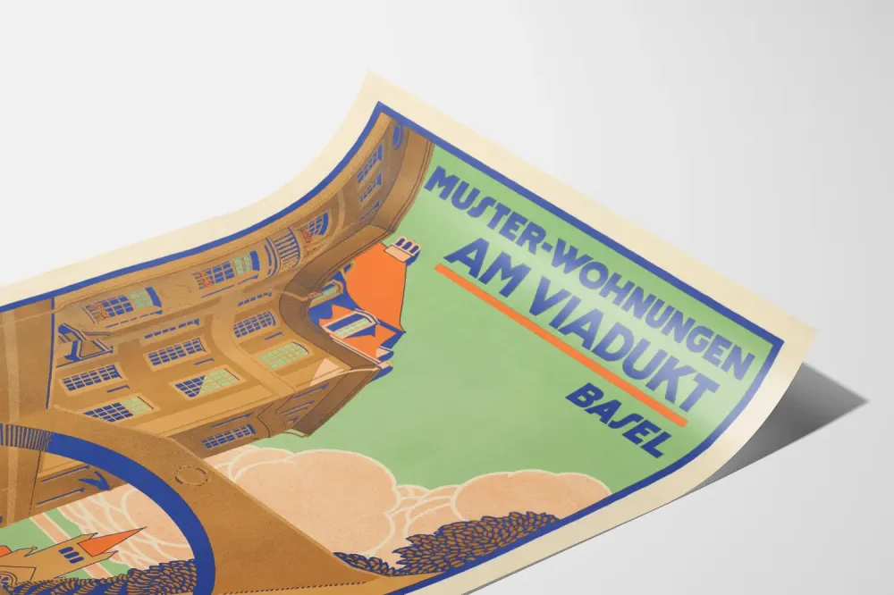 Affiche vintage Muster-Wohnungen am Viadukt Basel pour décoration murale