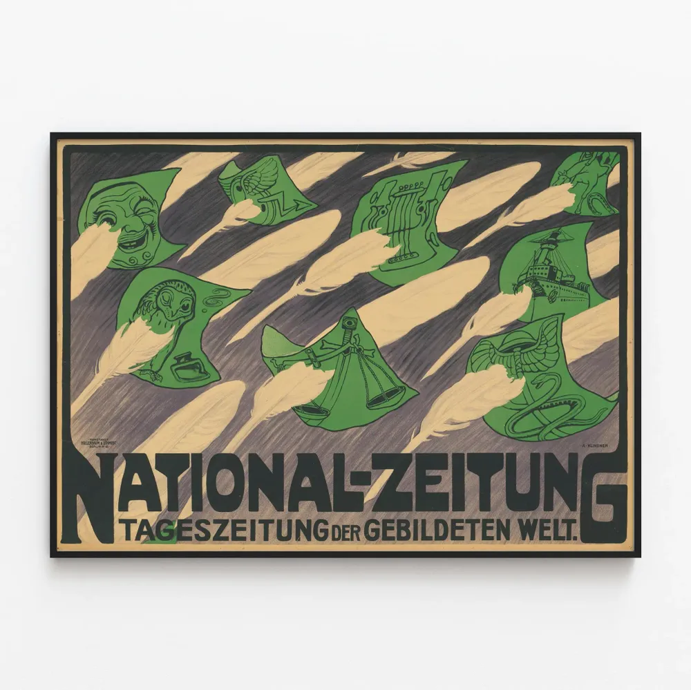 Affiche vintage National Zeitung pour décoration murale originale