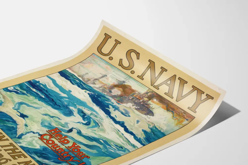 Affiche vintage U.S. Navy Help Your Country - Décoration murale marine