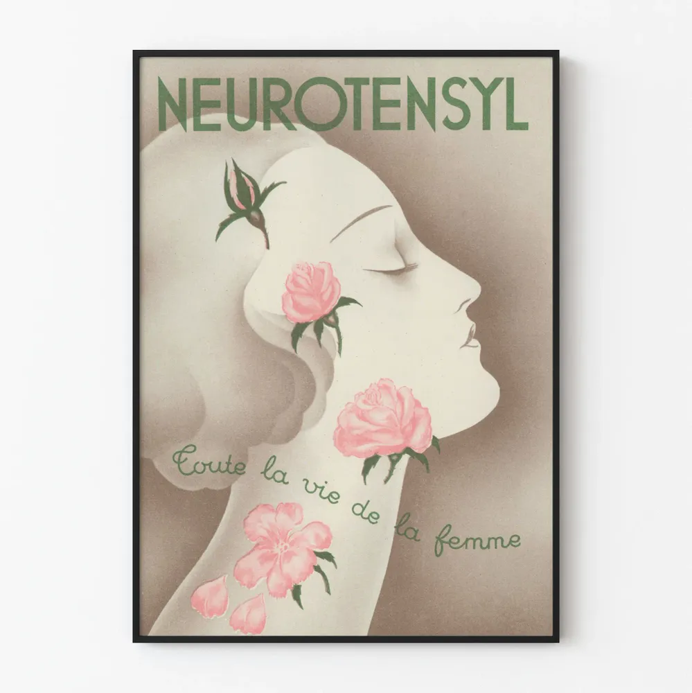 Affiche vintage Neurotensyl Femme et Roses