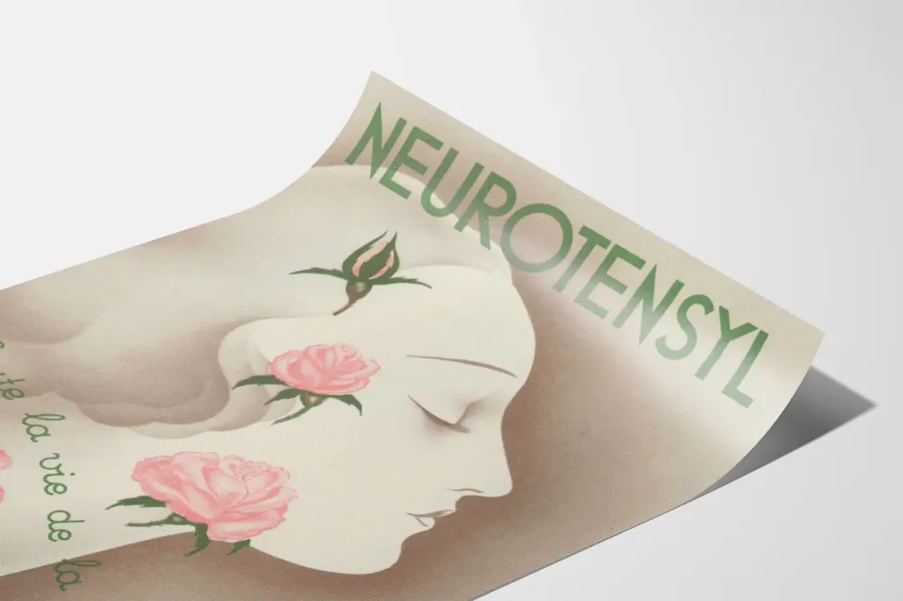 Affiche vintage Neurotensyl Femme et Roses