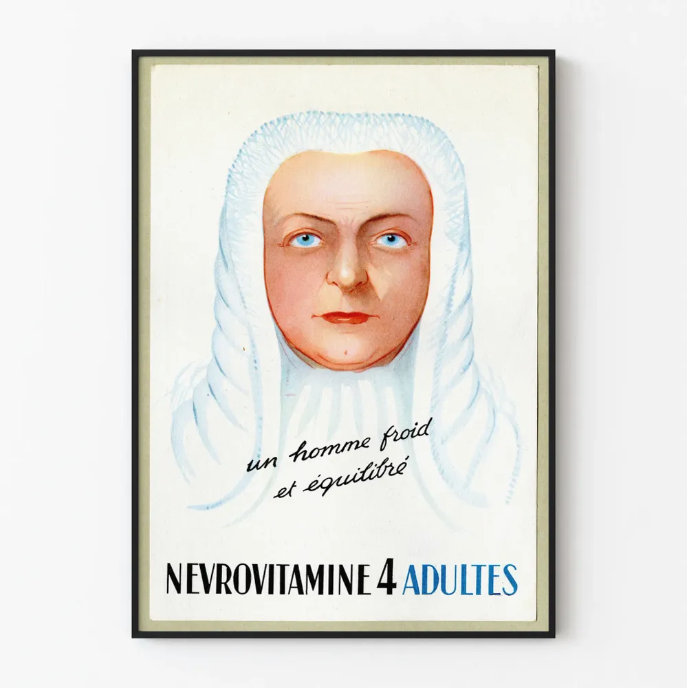 Affiche vintage Nevrovitamine 4 Adultes - Décoration murale rétro