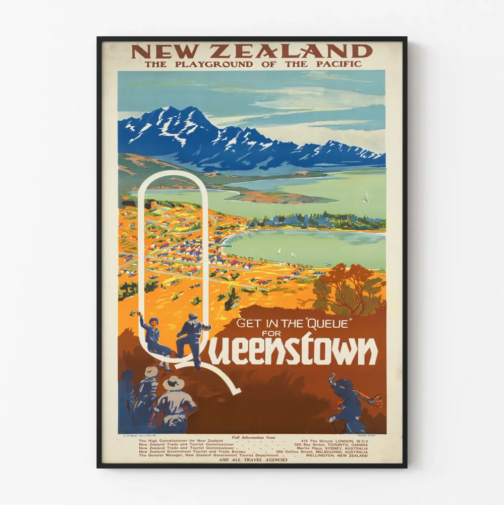 Affiche Vintage New Zealand Queenstown Décorative