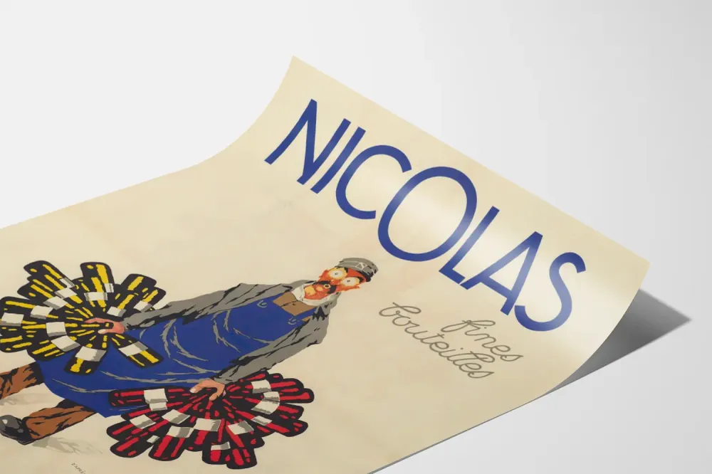 Affiche vintage Nicolas fines bouteilles nectar livreur