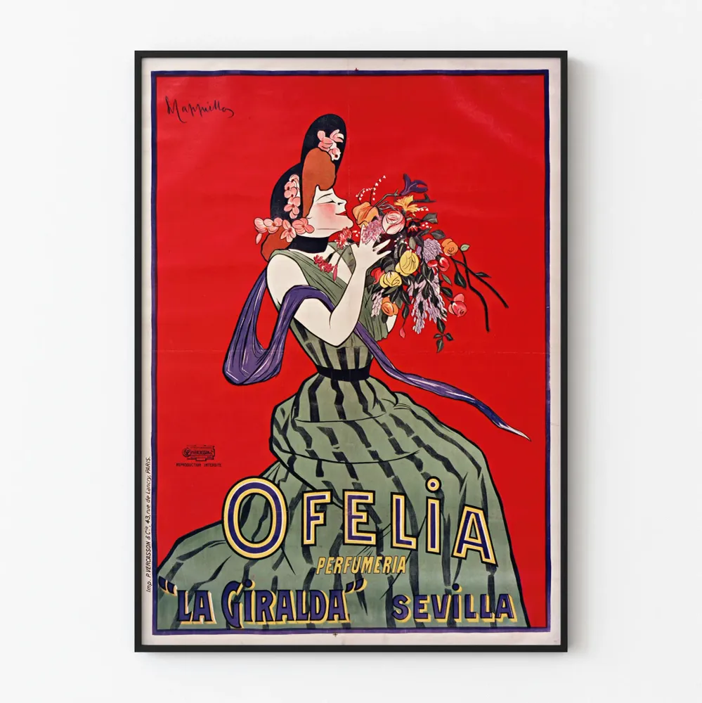 Affiche vintage Ofelia Perfumeria La Giralda Séville décoration murale