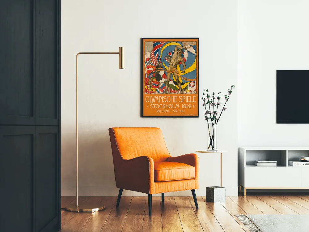 Affiche Vintage Olympische Spiele Stockholm 1912 - Décoration Murale Sportive