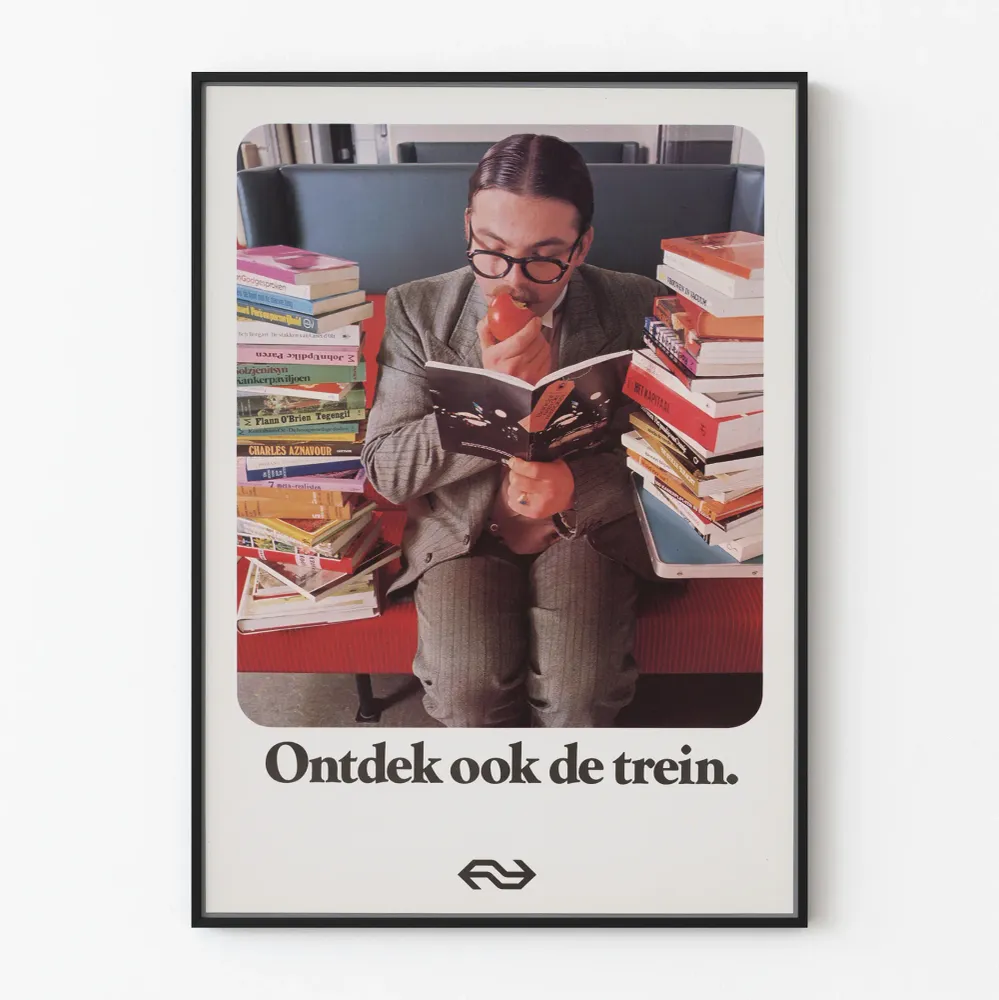 Affiche Vintage 'Ontdek ook de trein' pour Décoration Murale