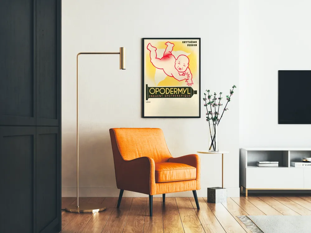 Affiche vintage Opodermyl contre l'érythème fessier