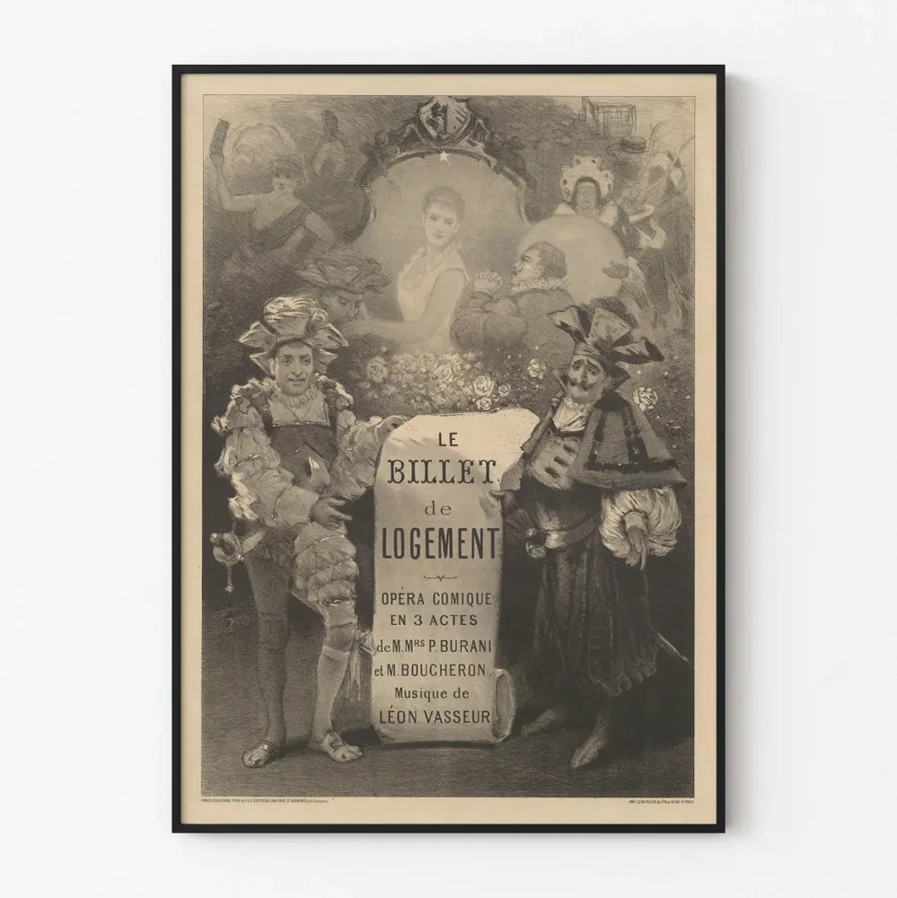 Affiche vintage opéra comique Le Billet de Logement 3 actes