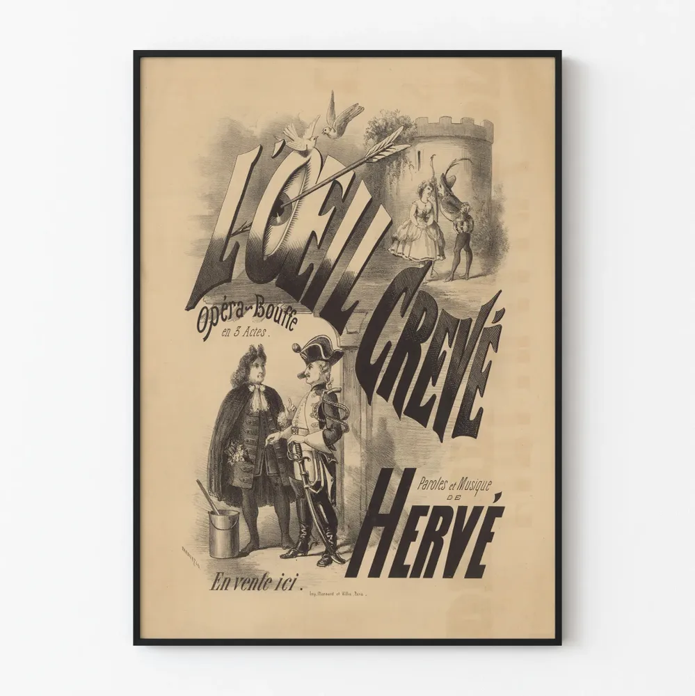 Affiche Vintage Opéra-Bouffe L'Œil Crevé Paroles et Musique de Hervé