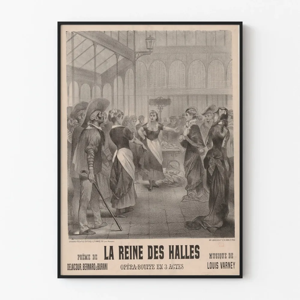 Affiche vintage opéra-bouffe La Reine des Halles