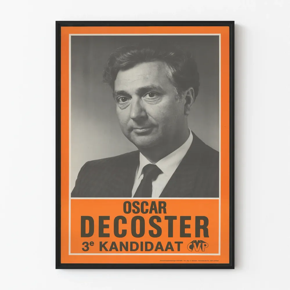 Affiche vintage Oscar Decoster 3e Kandidaat CVP