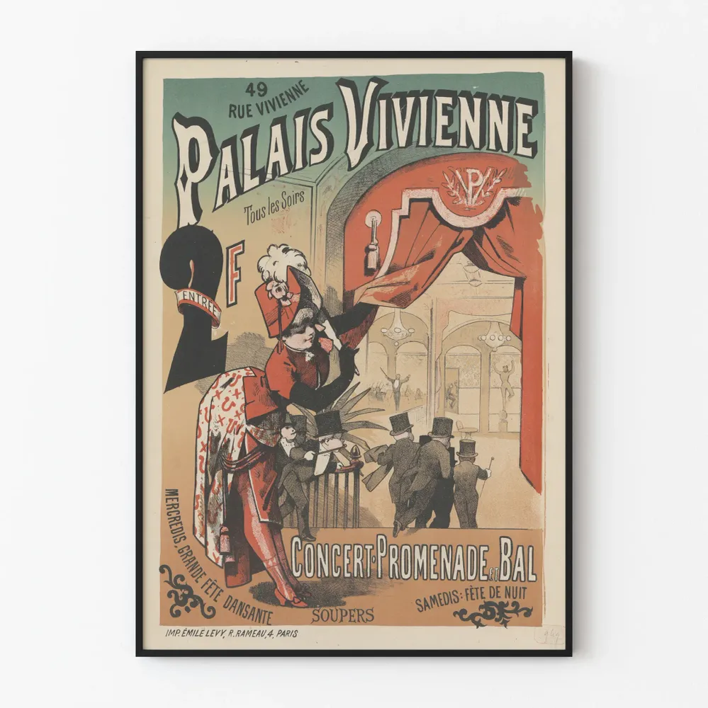 Affiche vintage Palais Vivienne - Concerts et bals à Paris