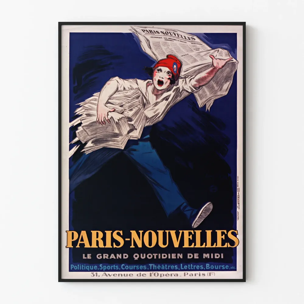 Affiche vintage Paris-Nouvelles Le Grand Quotidien de Midi