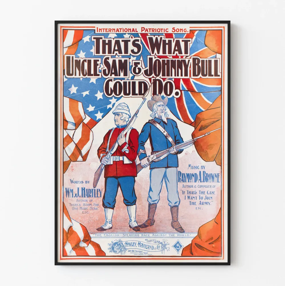 Affiche Vintage Patriotique Uncle Sam & Johnny Bull