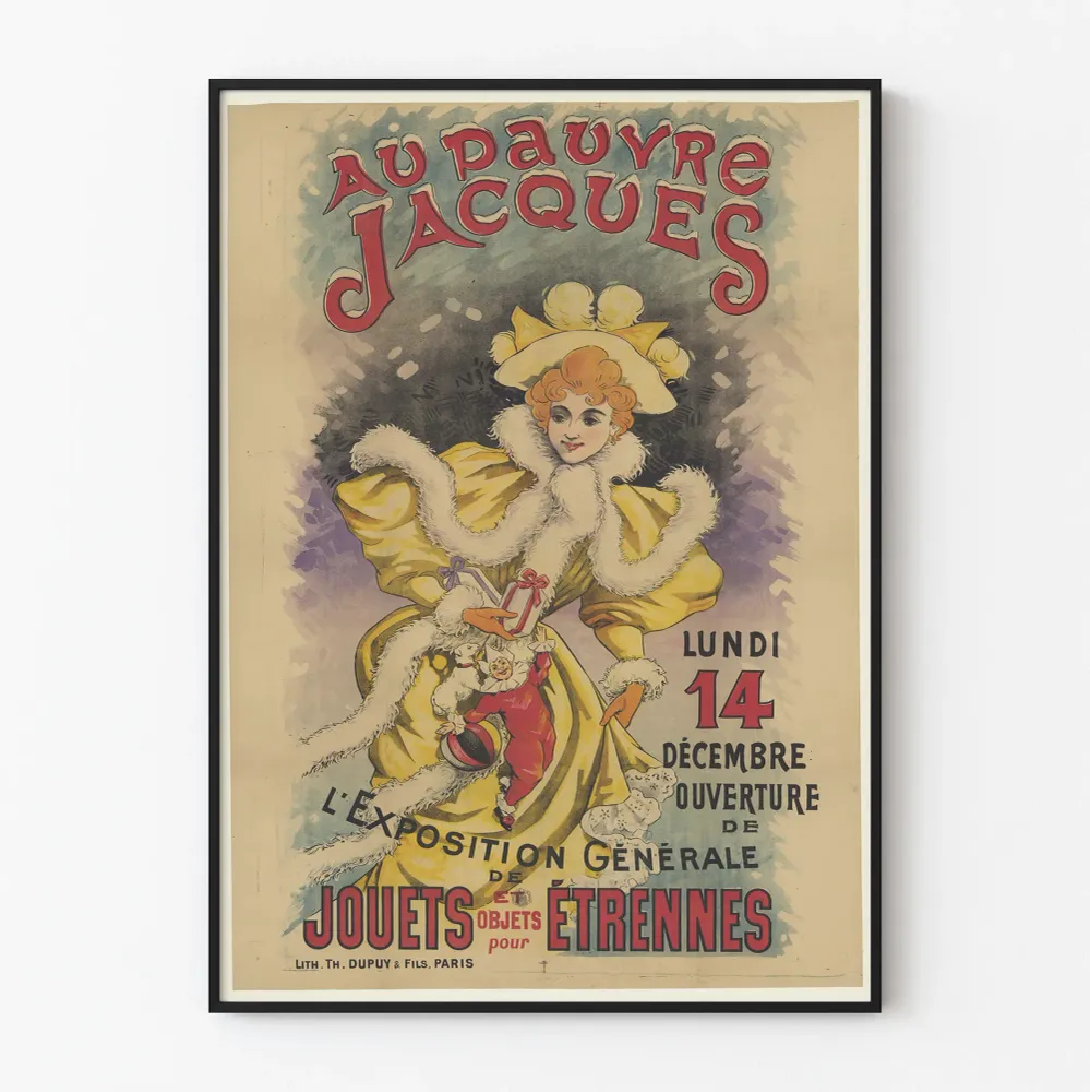 Affiche vintage Au Pauvre Jacques - Exposition jouets et étrennes