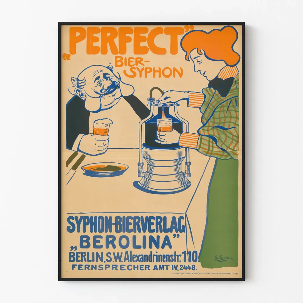 Affiche vintage Perfect Bier Syphon Berolina Berlin - Décoration murale rétro