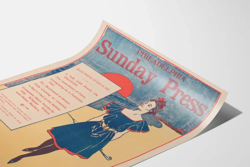 Affiche Vintage Philadelphia Sunday Press 1895 - Décoration Murale Rétro