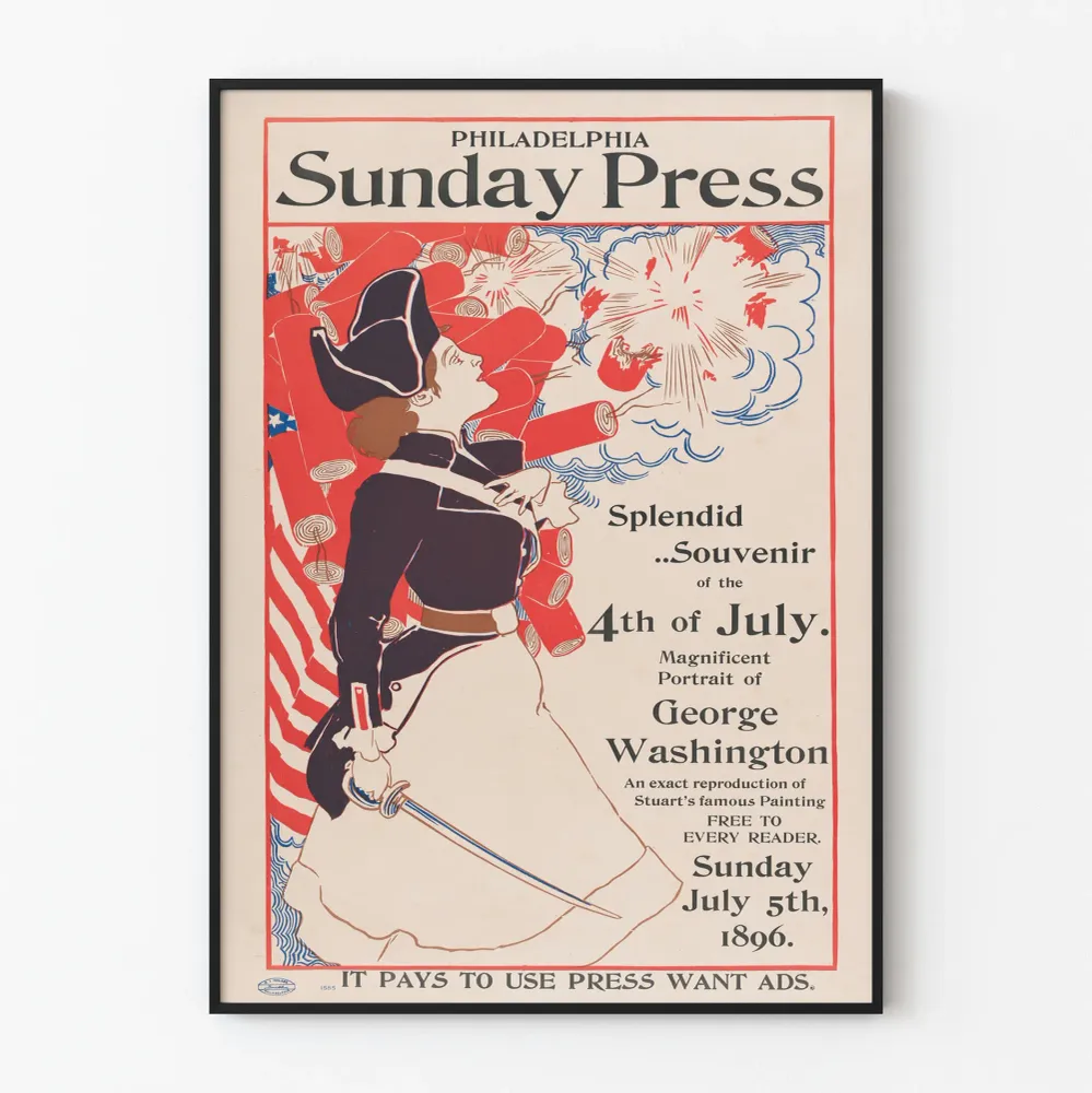 Affiche Vintage Philadelphia Sunday Press 1896 - Décoration Murale Patriote