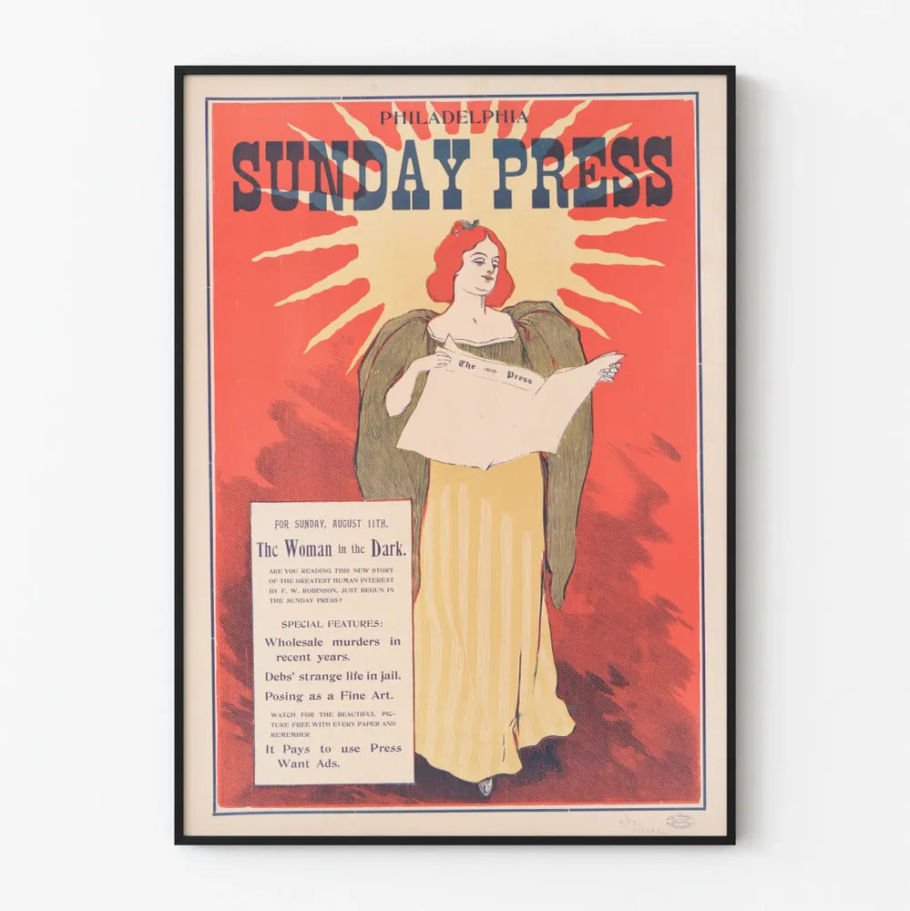 Affiche Vintage Philadelphia Sunday Press - Woman Dark