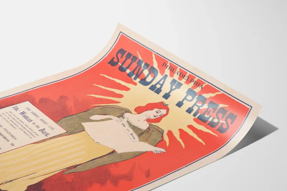 Affiche Vintage Philadelphia Sunday Press - Woman Dark