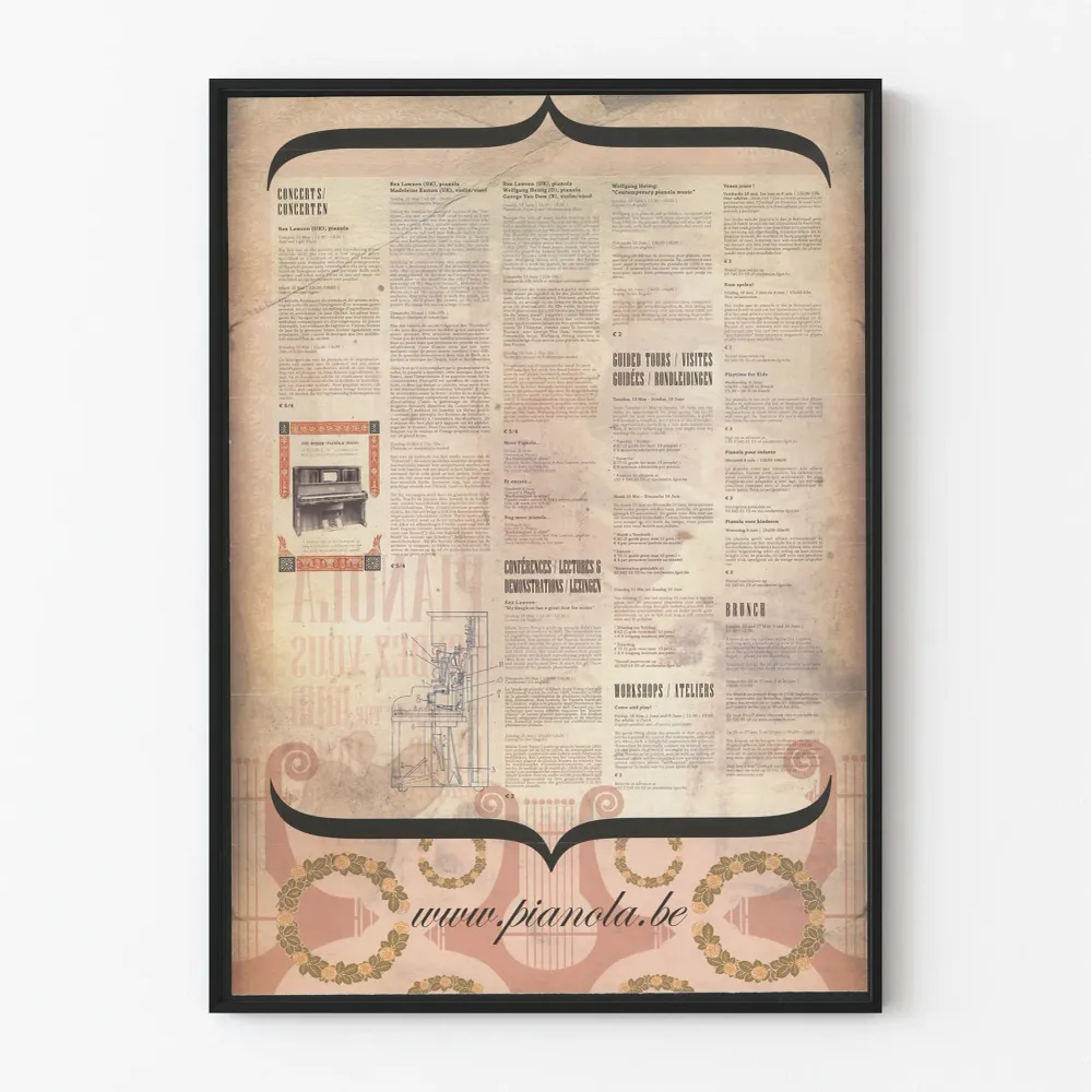 Affiche vintage Pianola concert et événements