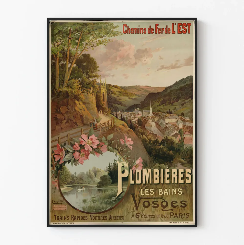 Affiche vintage Plombières-les-Bains Chemins de Fer de l'Est