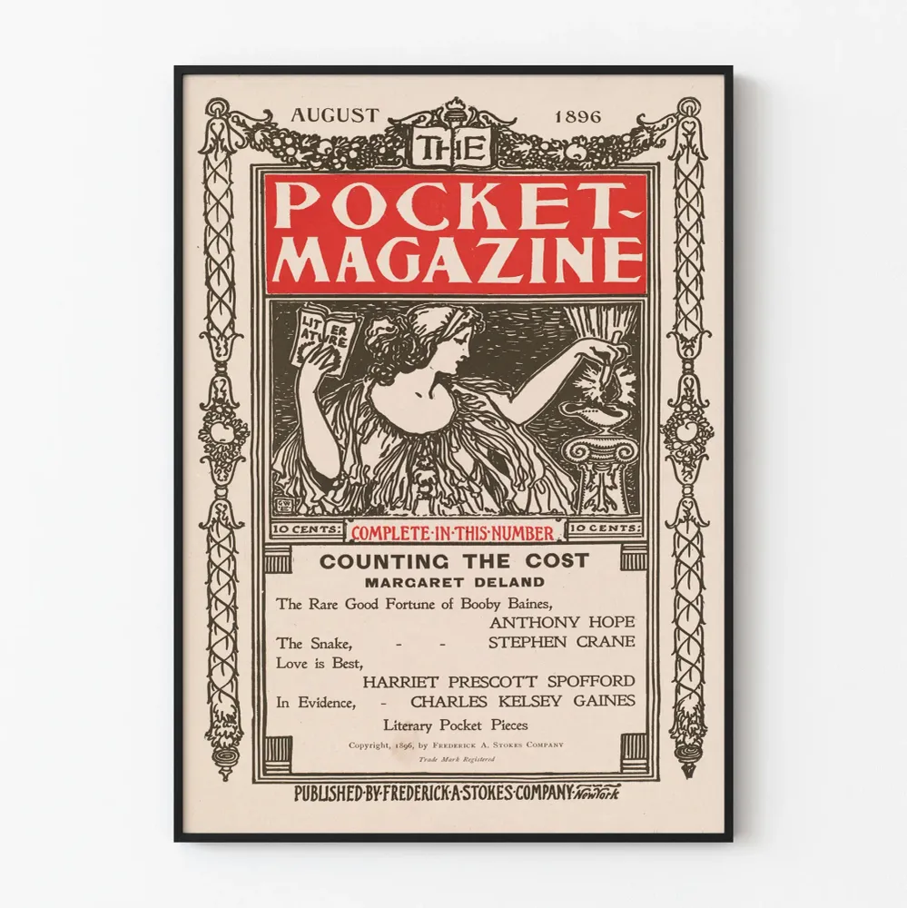 Affiche Vintage Pocket Magazine Août 1896 - Décoration Murale Rétro