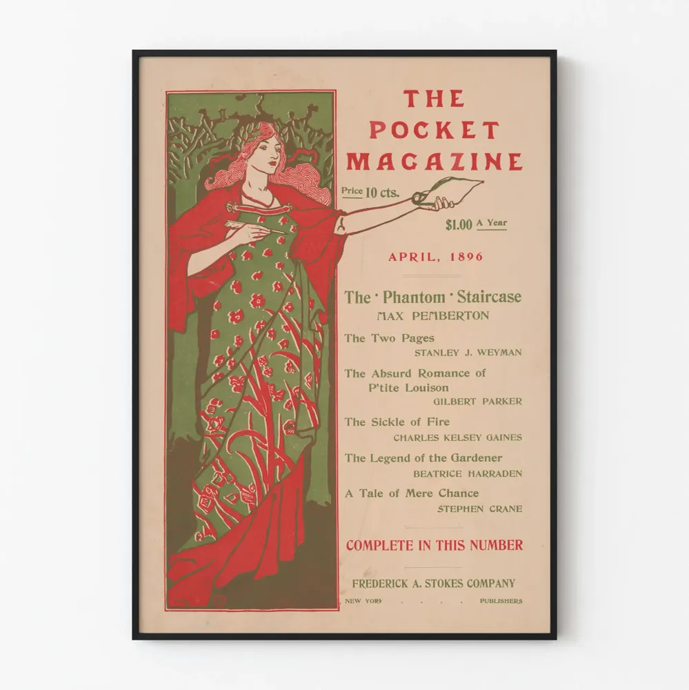 Affiche vintage Pocket Magazine avril 1896 - Décoration murale rétro