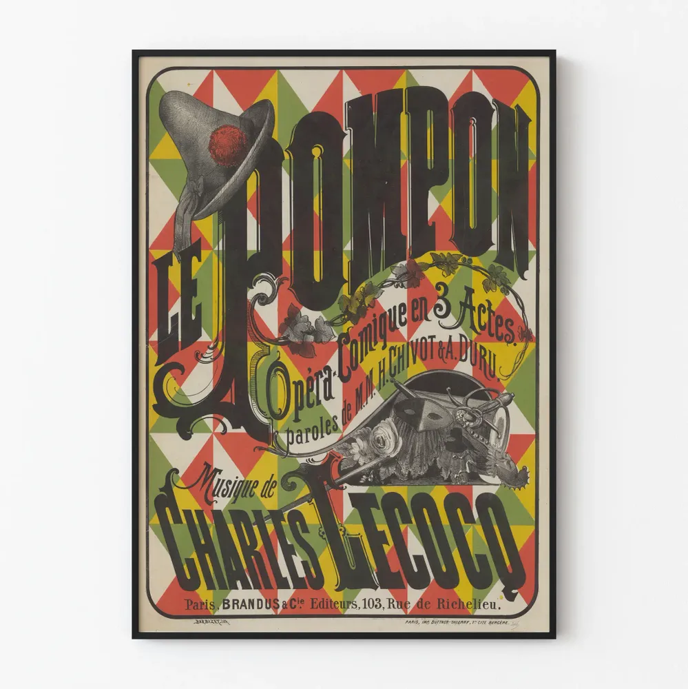 Affiche vintage Le Pompon - Opéra comique de Charles Lecocq