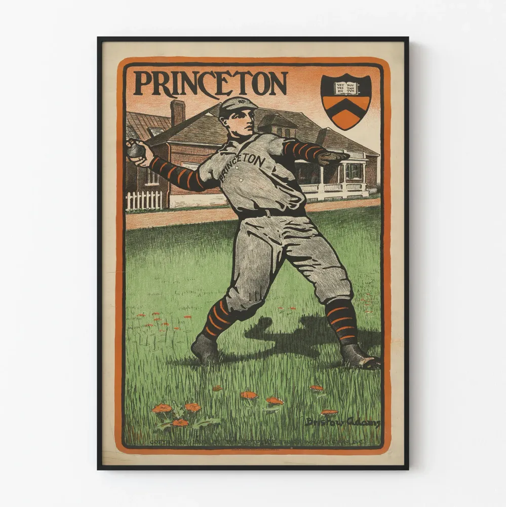Affiche Vintage Princeton Joueur de Baseball