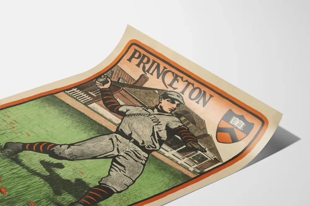 Affiche Vintage Princeton Joueur de Baseball
