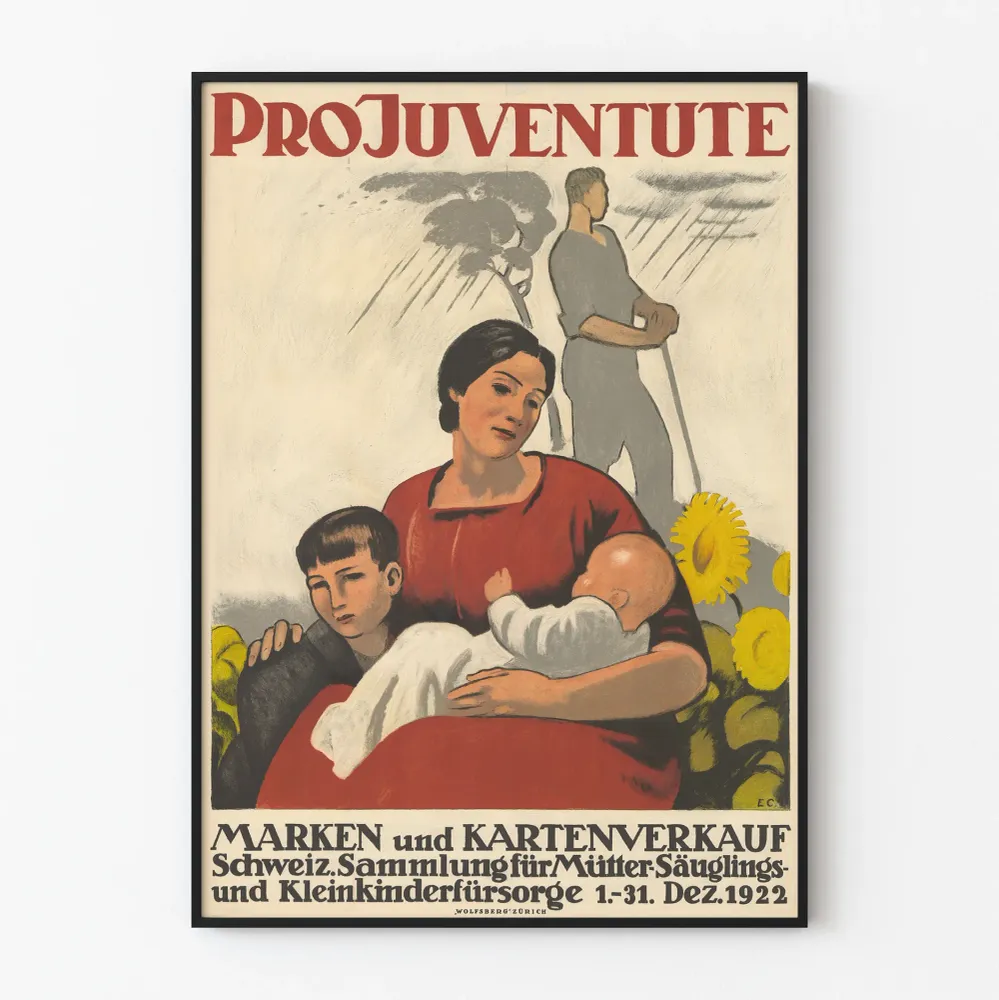 Affiche Vintage Pro Juventute 1922 - Collection Suisse pour la Protection des Mères et Enfants