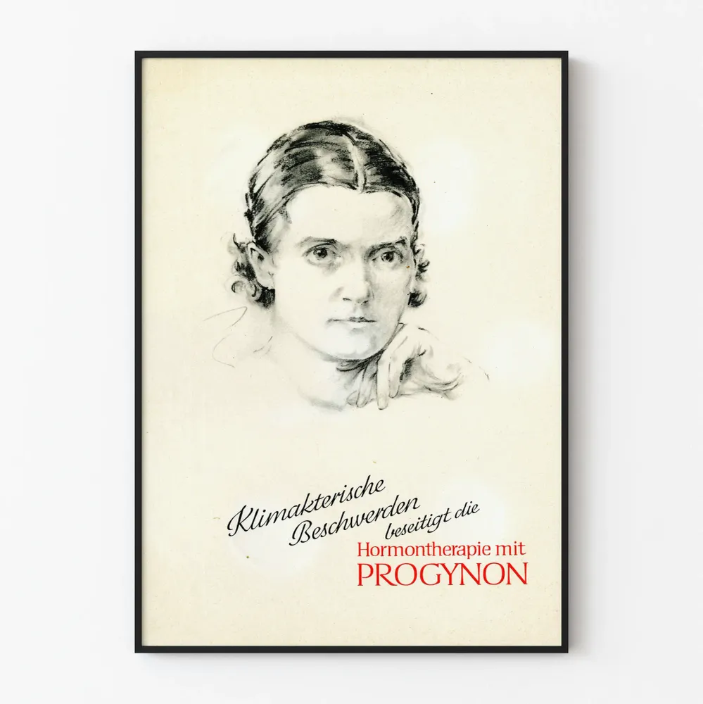 Affiche vintage Progynon - Poster rétro en noir et blanc pour décoration murale