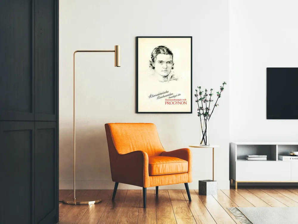 Affiche vintage Progynon - Poster rétro en noir et blanc pour décoration murale