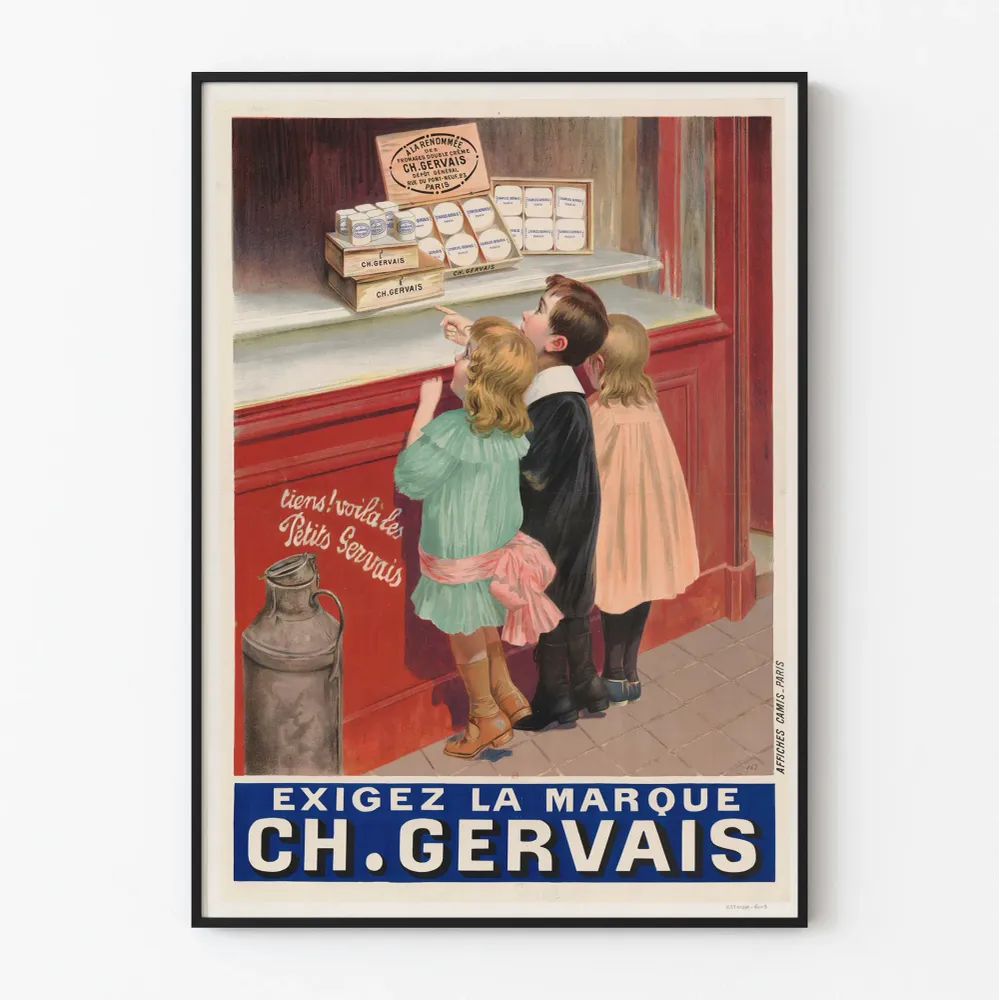 Affiche Vintage Promotion Fromages Doubles Crème Charles Gervais