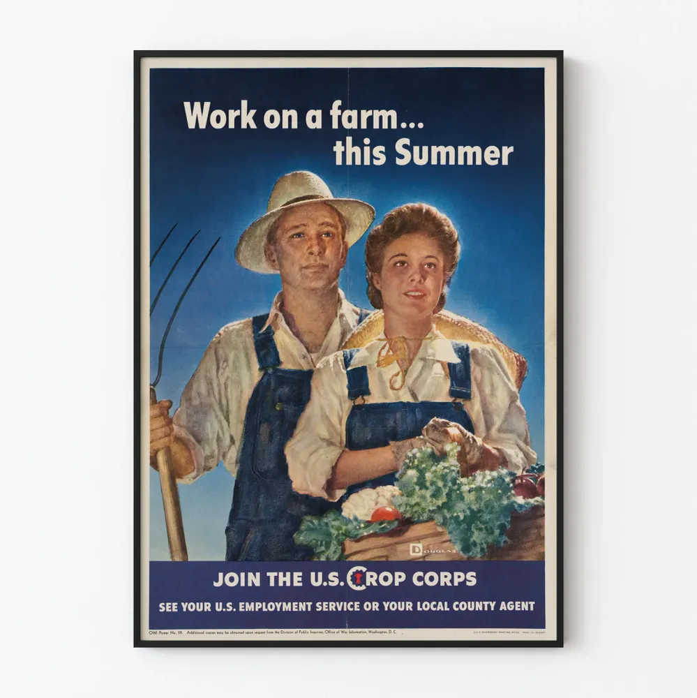 Affiche Vintage Promotion Travail Agricole Estival
