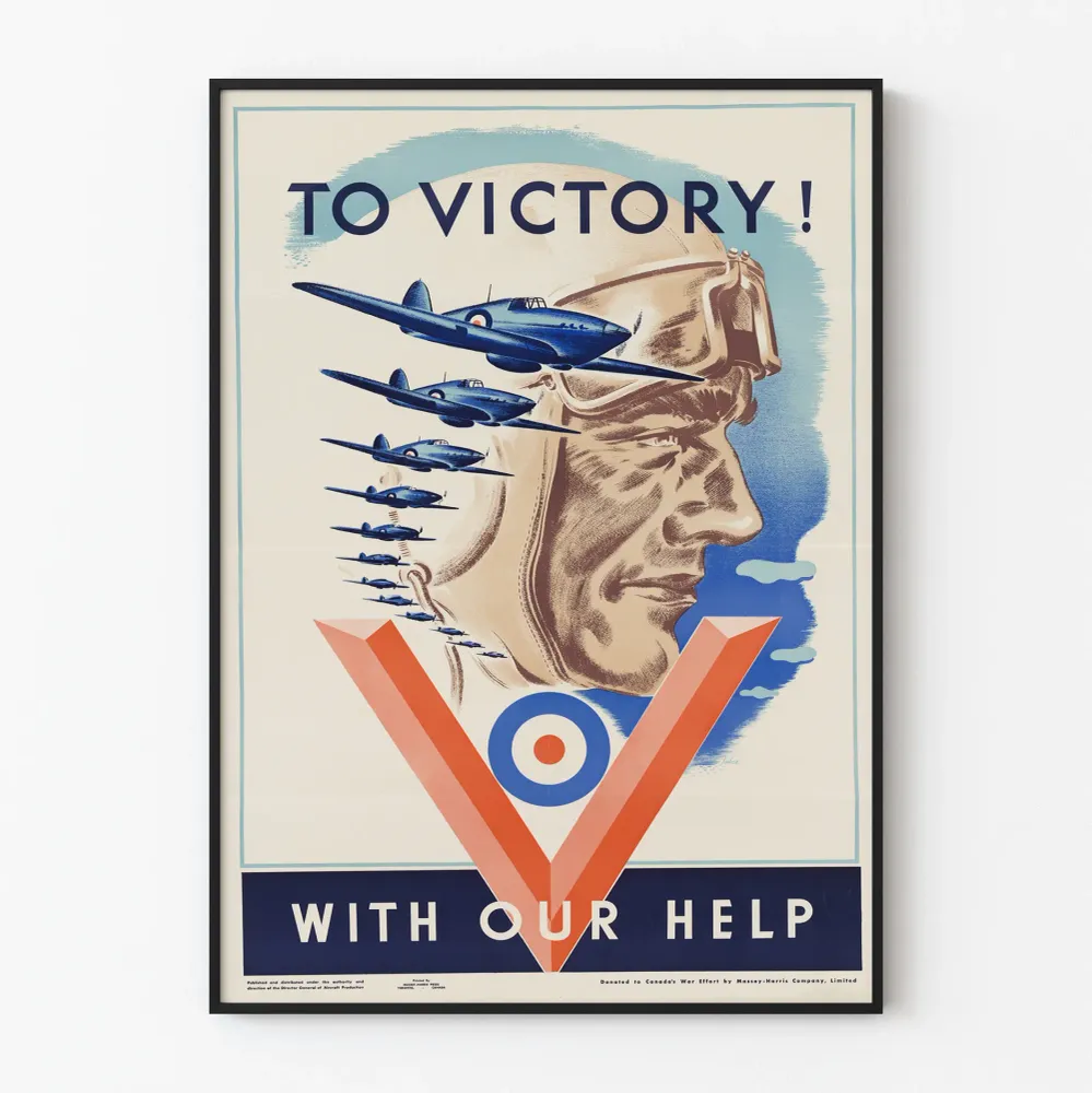 Affiche vintage de propagande érienne « To Victory Our Help »