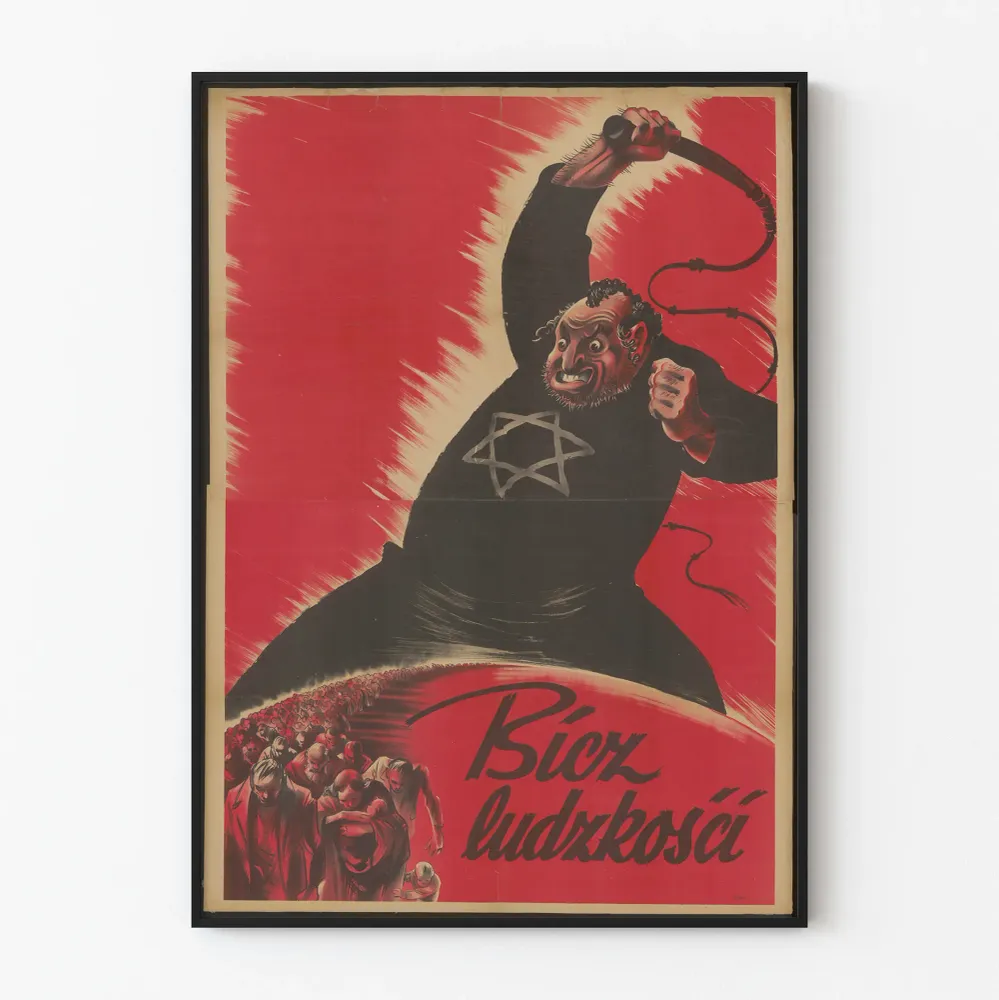 Affiche vintage de propagande avec caricature et fouet